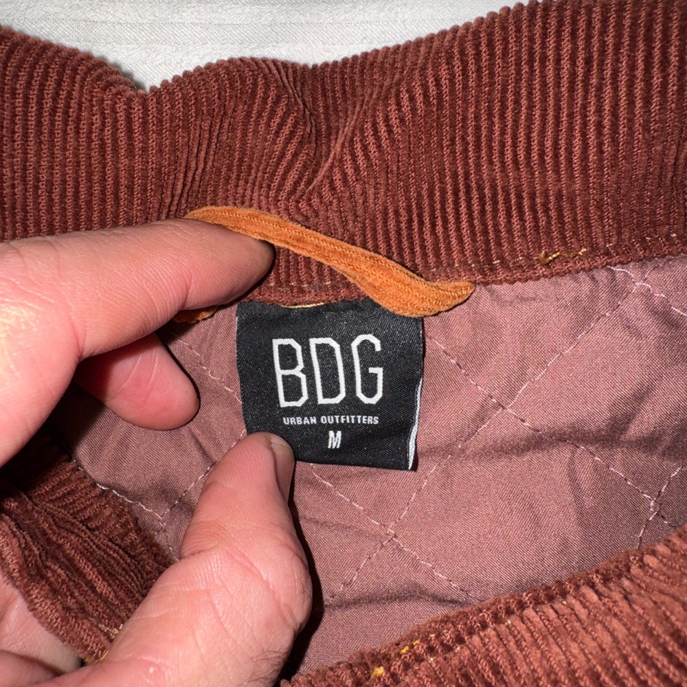 Men's Patchwork Bomber Jacket - Orange and Brown - image 4